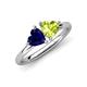 4 - Francesca 1.85 ctw Heart Shape (6.00 mm) Lab Created Blue Sapphire & Peridot Toi Et Moi Engagement Ring 
