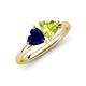 4 - Francesca 1.85 ctw Heart Shape (6.00 mm) Lab Created Blue Sapphire & Peridot Toi Et Moi Engagement Ring 