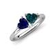 4 - Francesca 1.90 ctw Heart Shape (6.00 mm) Lab Created Blue Sapphire & London Blue Topaz Toi Et Moi Engagement Ring 