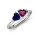 4 - Francesca 2.00 ctw Heart Shape (6.00 mm) Lab Created Blue Sapphire & Rhodolite Garnet Toi Et Moi Engagement Ring 