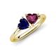 4 - Francesca 2.00 ctw Heart Shape (6.00 mm) Lab Created Blue Sapphire & Rhodolite Garnet Toi Et Moi Engagement Ring 