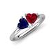4 - Francesca 1.70 ctw Heart Shape (6.00 mm) Lab Created Blue Sapphire & Lab Created Ruby Toi Et Moi Engagement Ring 