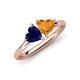 4 - Francesca 1.58 ctw Heart Shape (6.00 mm) Lab Created Blue Sapphire & Citrine Toi Et Moi Engagement Ring 