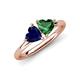 4 - Francesca 1.65 ctw Heart Shape (6.00 mm) Lab Created Blue Sapphire & Lab Created Emerald Toi Et Moi Engagement Ring 