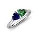 4 - Francesca 1.65 ctw Heart Shape (6.00 mm) Lab Created Blue Sapphire & Lab Created Emerald Toi Et Moi Engagement Ring 