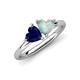 4 - Francesca 1.35 ctw Heart Shape (6.00 mm) Lab Created Blue Sapphire & Opal Toi Et Moi Engagement Ring 