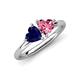 4 - Francesca 1.70 ctw Heart Shape (6.00 mm) Lab Created Blue Sapphire & Pink Tourmaline Toi Et Moi Engagement Ring 