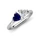 4 - Francesca 1.80 ctw Heart Shape (6.00 mm) Lab Created Blue Sapphire & Lab Created White Sapphire Toi Et Moi Engagement Ring 
