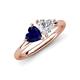 4 - Francesca 1.80 ctw Heart Shape (6.00 mm) Lab Created Blue Sapphire & Lab Created White Sapphire Toi Et Moi Engagement Ring 