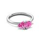 3 - Francesca 1.80 ctw Heart Shape (6.00 mm) Lab Created Pink Sapphire Toi Et Moi Engagement Ring 