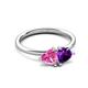 3 - Francesca 1.58 ctw Heart Shape (6.00 mm) Lab Created Pink Sapphire & Amethyst Toi Et Moi Engagement Ring 