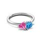 3 - Francesca 1.90 ctw Heart Shape (6.00 mm) Lab Created Pink Sapphire & Blue Topaz Toi Et Moi Engagement Ring 