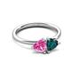 3 - Francesca 1.90 ctw Heart Shape (6.00 mm) Lab Created Pink Sapphire & London Blue Topaz Toi Et Moi Engagement Ring 