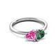 3 - Francesca 1.65 ctw Heart Shape (6.00 mm) Lab Created Pink Sapphire & Lab Created Alexandrite Toi Et Moi Engagement Ring 