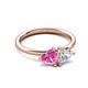 3 - Francesca 1.60 ctw Heart Shape (6.00 mm) Lab Created Pink Sapphire & Moissanite Toi Et Moi Engagement Ring 