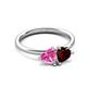 3 - Francesca 1.85 ctw Heart Shape (6.00 mm) Lab Created Pink Sapphire & Red Garnet Toi Et Moi Engagement Ring 