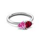 3 - Francesca 1.70 ctw Heart Shape (6.00 mm) Lab Created Pink Sapphire & Lab Created Ruby Toi Et Moi Engagement Ring 