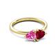 3 - Francesca 1.70 ctw Heart Shape (6.00 mm) Lab Created Pink Sapphire & Lab Created Ruby Toi Et Moi Engagement Ring 