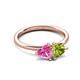3 - Francesca 1.85 ctw Heart Shape (6.00 mm) Lab Created Pink Sapphire & Peridot Toi Et Moi Engagement Ring 