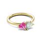 3 - Francesca 1.35 ctw Heart Shape (6.00 mm) Lab Created Pink Sapphire & Opal Toi Et Moi Engagement Ring 