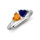 4 - Francesca 1.58 ctw Heart Shape (6.00 mm) Citrine & Lab Created Blue Sapphire Toi Et Moi Engagement Ring 