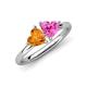4 - Francesca 1.58 ctw Heart Shape (6.00 mm) Citrine & Lab Created Pink Sapphire Toi Et Moi Engagement Ring 