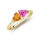 4 - Francesca 1.58 ctw Heart Shape (6.00 mm) Citrine & Lab Created Pink Sapphire Toi Et Moi Engagement Ring 