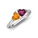 4 - Francesca 1.78 ctw Heart Shape (6.00 mm) Citrine & Rhodolite Garnet Toi Et Moi Engagement Ring 