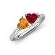 4 - Francesca 1.48 ctw Heart Shape (6.00 mm) Citrine & Lab Created Ruby Toi Et Moi Engagement Ring 