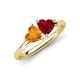 4 - Francesca 1.48 ctw Heart Shape (6.00 mm) Citrine & Lab Created Ruby Toi Et Moi Engagement Ring 