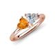 4 - Francesca 1.38 ctw Heart Shape (6.00 mm) Citrine & Moissanite Toi Et Moi Engagement Ring 