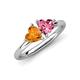 4 - Francesca 1.48 ctw Heart Shape (6.00 mm) Citrine & Pink Tourmaline Toi Et Moi Engagement Ring 