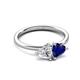 3 - Francesca 1.60 ctw Heart Shape (6.00 mm) Moissanite & Lab Created Blue Sapphire Toi Et Moi Engagement Ring 