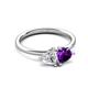 3 - Francesca 1.38 ctw Heart Shape (6.00 mm) Moissanite & Amethyst Toi Et Moi Engagement Ring 
