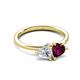 3 - Francesca 1.80 ctw Heart Shape (6.00 mm) Moissanite & Rhodolite Garnet Toi Et Moi Engagement Ring 