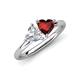 4 - Francesca 1.65 ctw Heart Shape (6.00 mm) Moissanite & Red Garnet Toi Et Moi Engagement Ring 