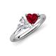 4 - Francesca 1.50 ctw Heart Shape (6.00 mm) Moissanite & Lab Created Ruby Toi Et Moi Engagement Ring 