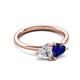 3 - Francesca 1.60 ctw Heart Shape (6.00 mm) Moissanite & Lab Created Blue Sapphire Toi Et Moi Engagement Ring 