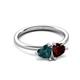 3 - Francesca 1.95 ctw Heart Shape (6.00 mm) London Blue Topaz & Red Garnet Toi Et Moi Engagement Ring 