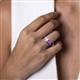 6 - Francesca 1.38 ctw Heart Shape (6.00 mm) Moissanite & Amethyst Toi Et Moi Engagement Ring 