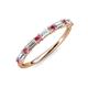 3 - Sarah 0.85 ctw Lab Grown Diamond Baguette (4x2 mm) & Pink Tourmaline Round (2.30 mm) Wedding Band 