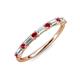 3 - Sarah 0.85 ctw Lab Grown Diamond Baguette (4x2 mm) & Ruby Round (2.30 mm) Wedding Band 