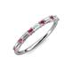 3 - Sarah 0.87 ctw Lab Grown Diamond Baguette (4x2 mm) & Rhodolite Garnet Round (2.30 mm) Wedding Band 