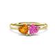 1 - Francesca 1.58 ctw Heart Shape (6.00 mm) Citrine & Lab Created Pink Sapphire Toi Et Moi Engagement Ring 