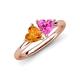 4 - Francesca 1.58 ctw Heart Shape (6.00 mm) Citrine & Lab Created Pink Sapphire Toi Et Moi Engagement Ring 