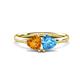 1 - Francesca 1.68 ctw Heart Shape (6.00 mm) Citrine & Blue Topaz Toi Et Moi Engagement Ring 