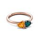 3 - Francesca 1.68 ctw Heart Shape (6.00 mm) Citrine & London Blue Topaz Toi Et Moi Engagement Ring 