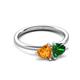 3 - Francesca 1.43 ctw Heart Shape (6.00 mm) Citrine & Lab Created Emerald Toi Et Moi Engagement Ring 