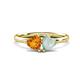 1 - Francesca 1.13 ctw Heart Shape (6.00 mm) Citrine & Opal Toi Et Moi Engagement Ring 