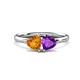 1 - Francesca 1.36 ctw Heart Shape (6.00 mm) Citrine & Amethyst Toi Et Moi Engagement Ring 